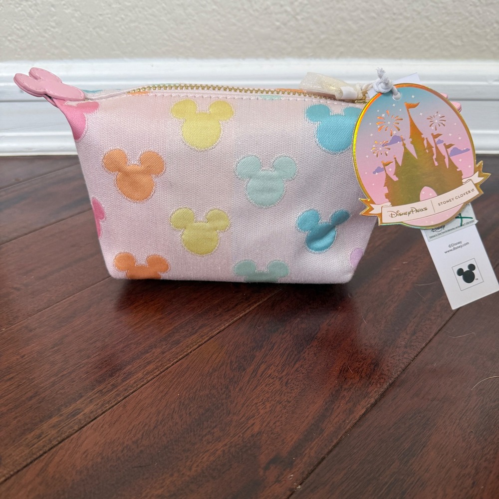 Disney Parks Stoney Clover Lane Mickey Mouse Pastel Small Pouch Pink NWT Rare